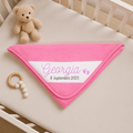 Personalised Baby Towel – Soft Cotton Hooded Infant Wrap 75x75cm | Custom Name & Date Gift