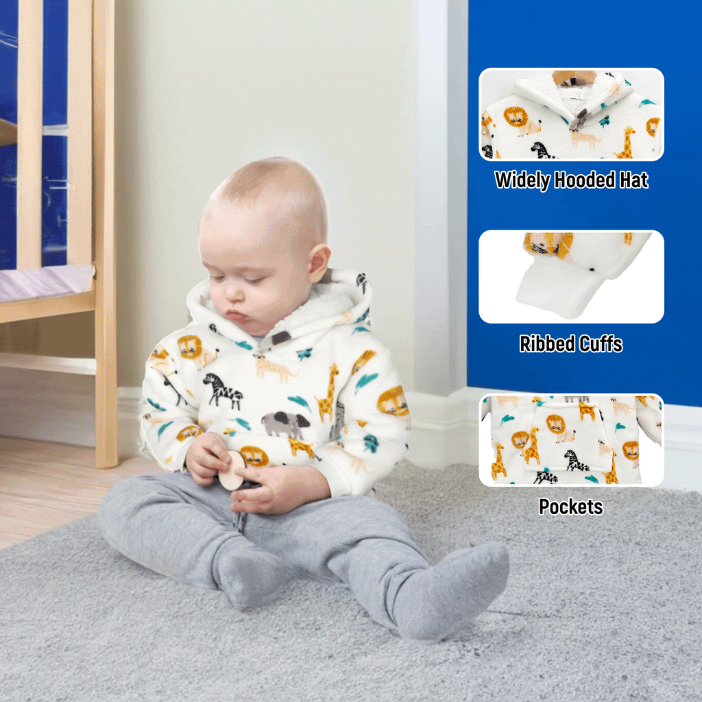 OLIVIA ROCCO Daisy Dreamer Kids Hoodie Blanket Safari Sloth Wearable Sweatshirt For Toddlers 0-4 Unisex With Kangaroo Pocket And Soft Fleece Lining