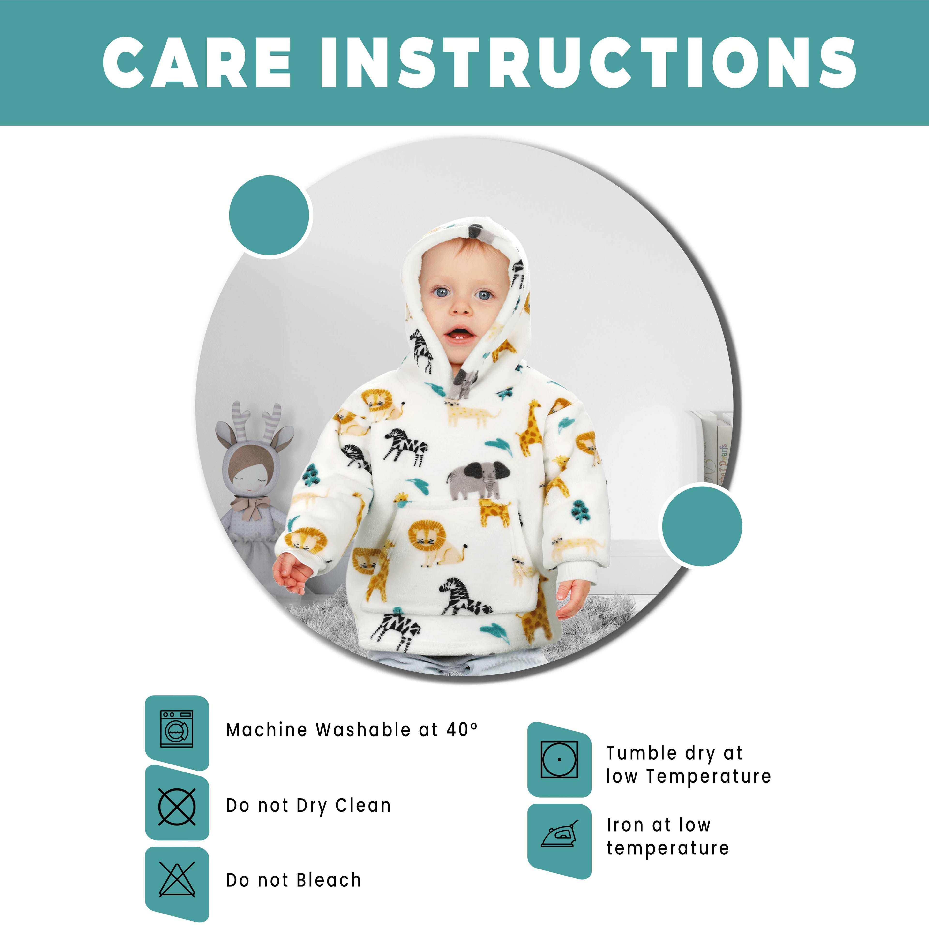 OLIVIA ROCCO Daisy Dreamer Kids Hoodie Blanket Safari Sloth Wearable Sweatshirt For Toddlers 0-4 Unisex With Kangaroo Pocket And Soft Fleece Lining