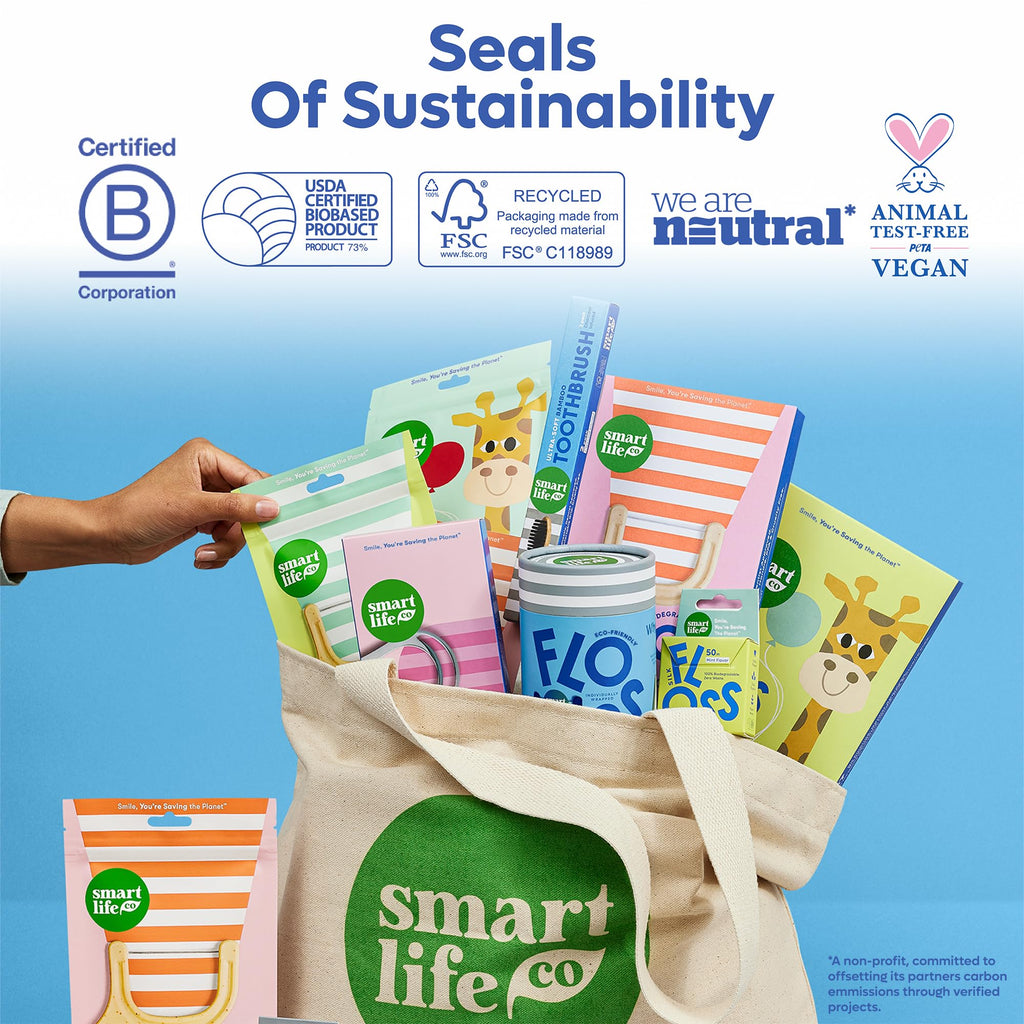 SmartLifeco Eco-Friendly Kids Flossers (200ct) – Straw Wheat, No Shred, Unflavored