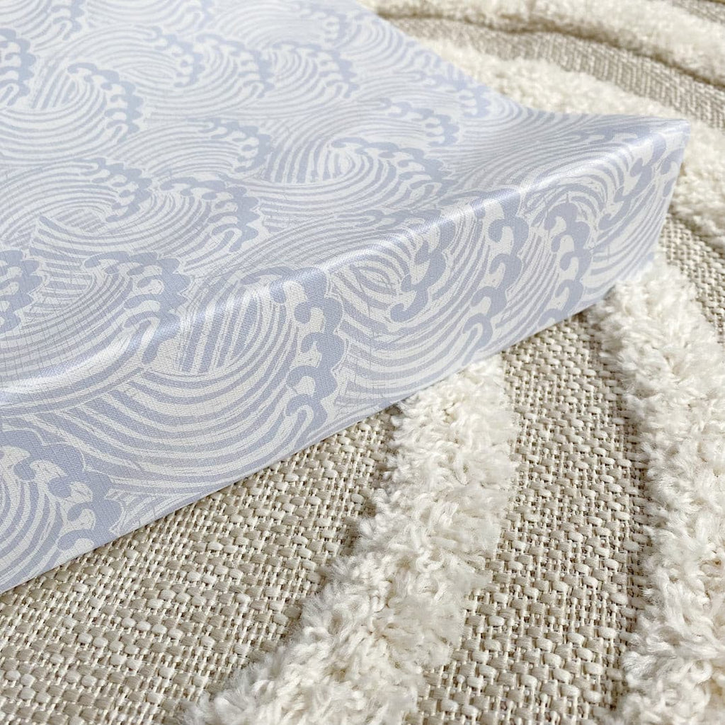 Anti-Roll Wedge Changing Mat - Blue Ocean Waves Print